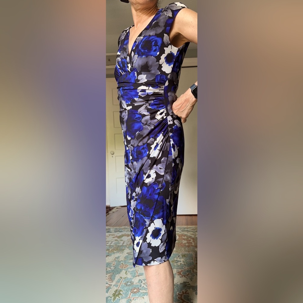 Lauren blue floral cocktail dress